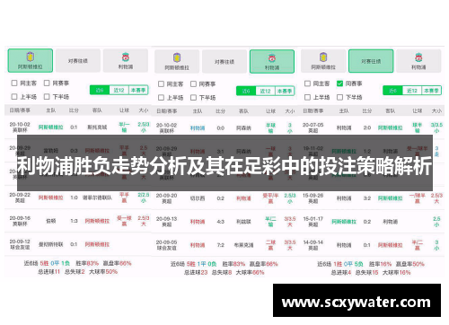 利物浦胜负走势分析及其在足彩中的投注策略解析